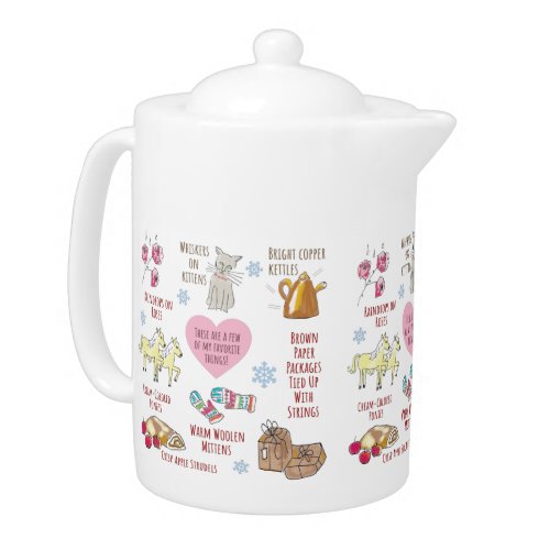 My Favorite Things Cute Christmas Hand Drawn Teapot