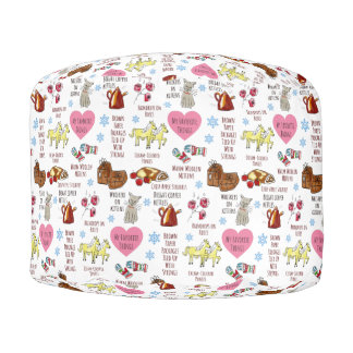 My Favorite Things Cute Hand-Illustrated Christmas Pouf
