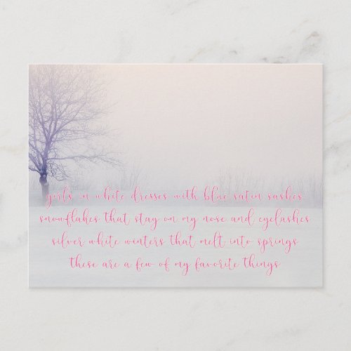 My Favorite Things _ Romantic Winter Postcard