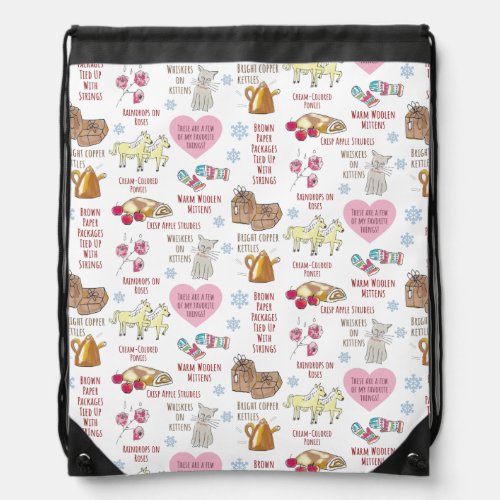 My Favorite Things Sound of Music Drawstring Bag