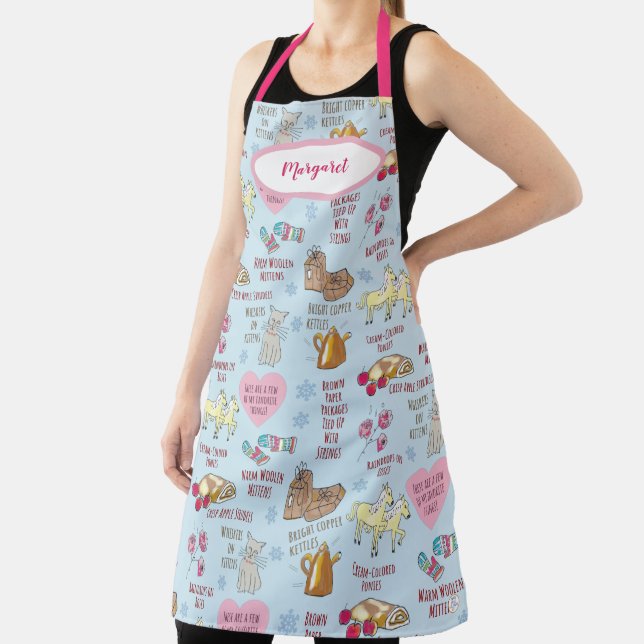 My Favorite Things Sound of Music Retro Blue Xmas Apron (Insitu)
