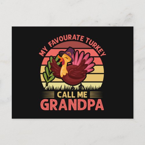 My Favorite Turkey Call Me Grandpa Postcard