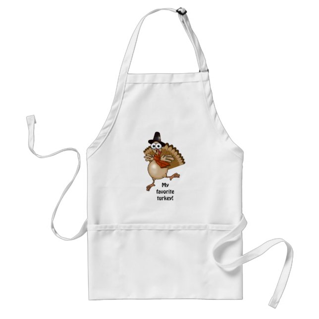 My favorite turkey! Thanksgiving gift apron. Adult Apron (Front)
