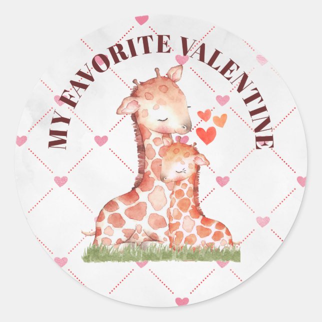My Favorite Valentine Classic Round Stickers (Front)