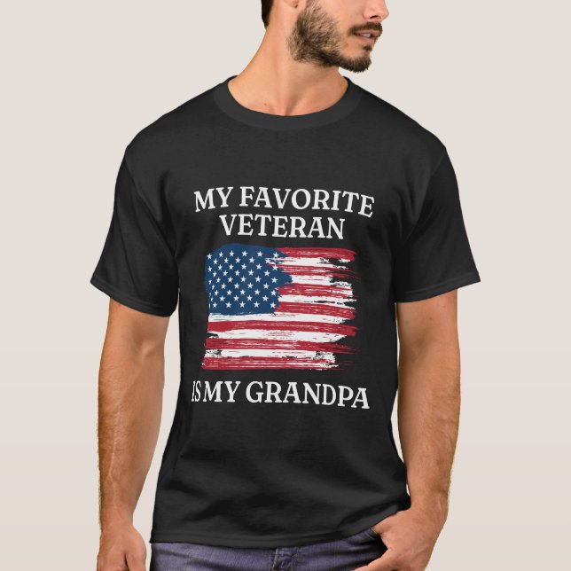 My Favorite Veteran Grandpa Patriotic T-Shirt (Front)