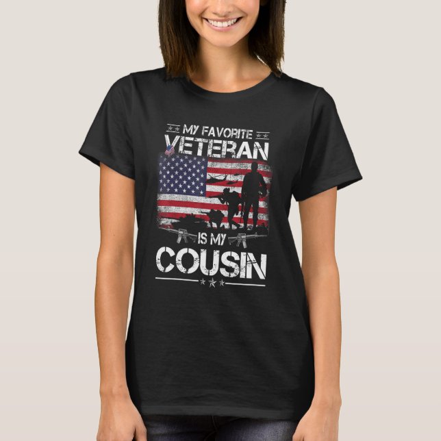 My Favorite Veteran Is My Cousin   Flag Veterans D T-Shirt (Front)