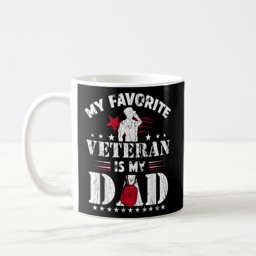 My Favorite Veteran Is My Dad Usa Flag Vintage  Coffee Mug