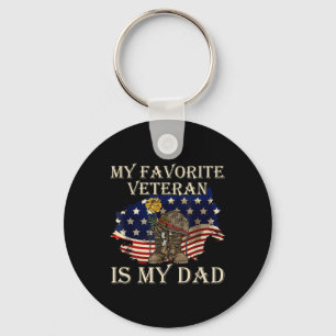 My Favorite Veteran Is My Dad Veterans Day Keychain