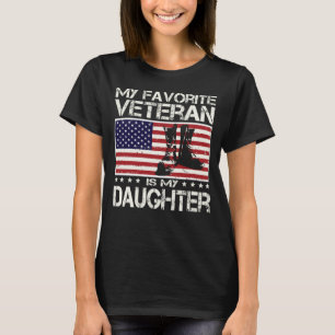 My Favorite Veteran Is My Daughter USA Flag  T-Shirt