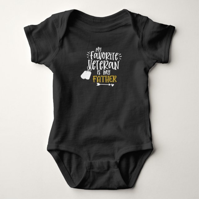 My Favorite Veteran is My Father Funny Military Baby Bodysuit (Front)