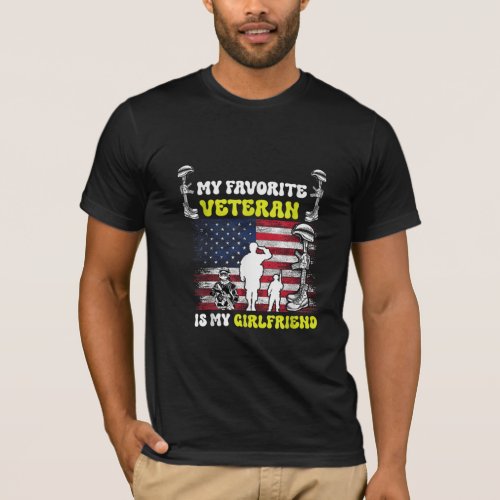 My Favorite Veteran Is My Girlfriend USA Flag  T_Shirt