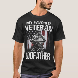 My Favorite Veteran Is My Godfather USA Flag T-Shi T-Shirt