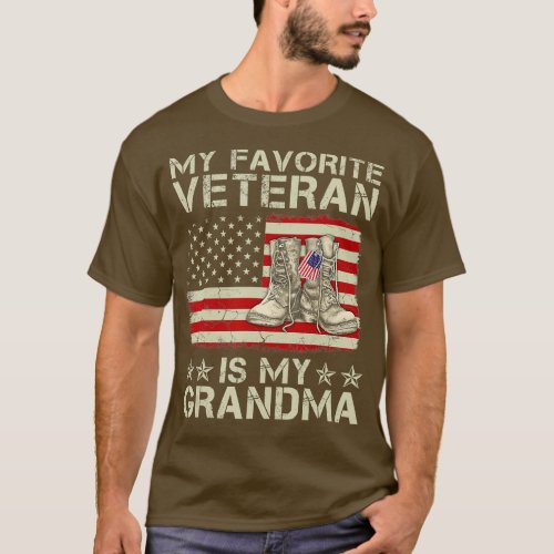 My Favorite Veteran Is My Grandma Combat Boots Ame T_Shirt