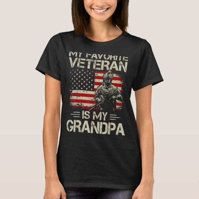 My Favorite Veteran Is My Grandpa Combat Boots Ame T-Shirt (Front)