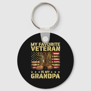 My Favorite Veteran Is My Grandpa Grandfather Vete Keychain