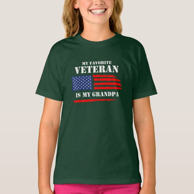 My Favorite Veteran Is My Grandpa Military T-Shirt (Front)
