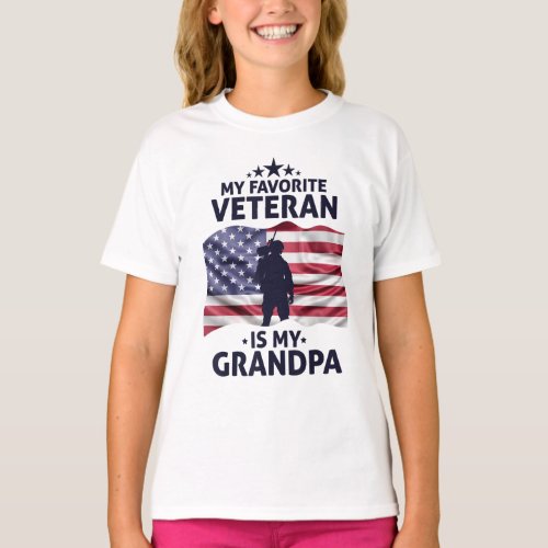 My Favorite Veteran Is My Grandpa Veteran Day T_Shirt
