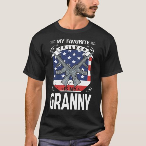 My Favorite Veteran Is My GRANNY US Flag T_Shirt