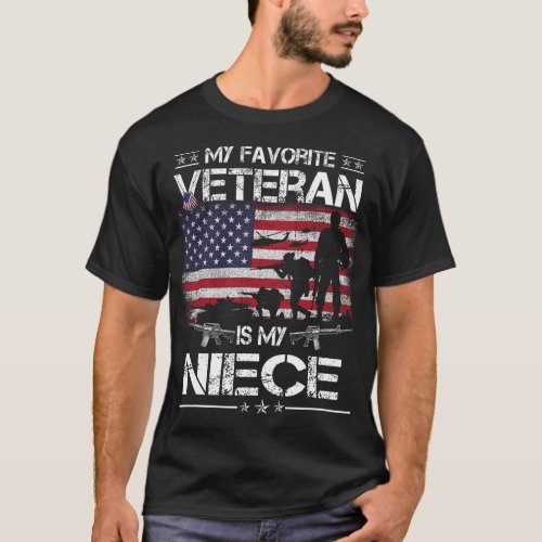 My Favorite Veteran Is My Niece Flag Mother Vetera T_Shirt