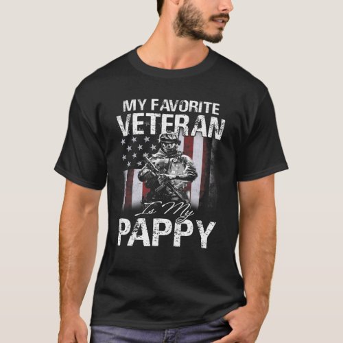 My Favorite Veteran Is My Pappy USA Flag T_Shirt