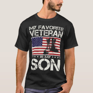My Favorite Veteran Is My Son USA Flag Veterans T-Shirt