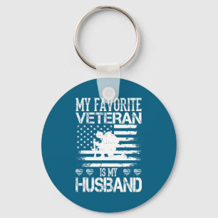 My favorite veteran my husband military veterans d keychain
