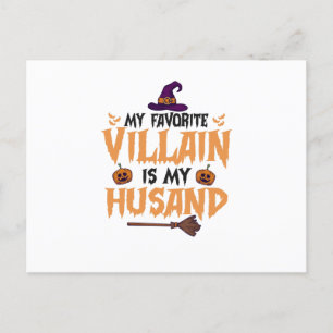 My Favorite Villain Is my Husband Funny Halloween Invitation Postcard
