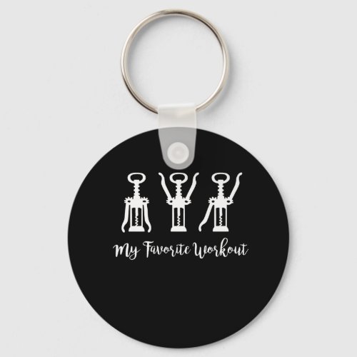 My Favorite Workout Wine Lover Gift Idea Gym Keychain