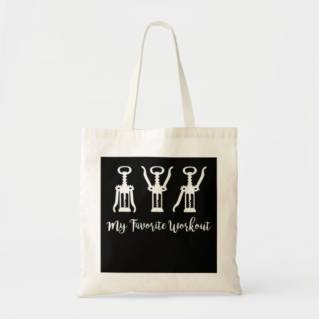 My Favorite Workout Wine Lover Gift Idea Gym Tote Bag (Front)
