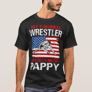 My Favorite Wrestler Calls Me PAPPY USA Flag T-Shirt