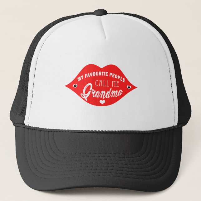 My favourite people call me grandma (red) trucker hat (Front)