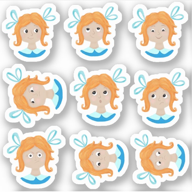 My Feelings Emotions Chart Girls Sticker (Front)