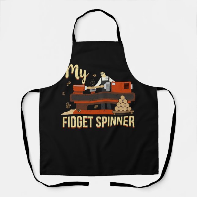 My Fidget Spinner Funny Lathe Woodturning Vintage  Apron (Front)