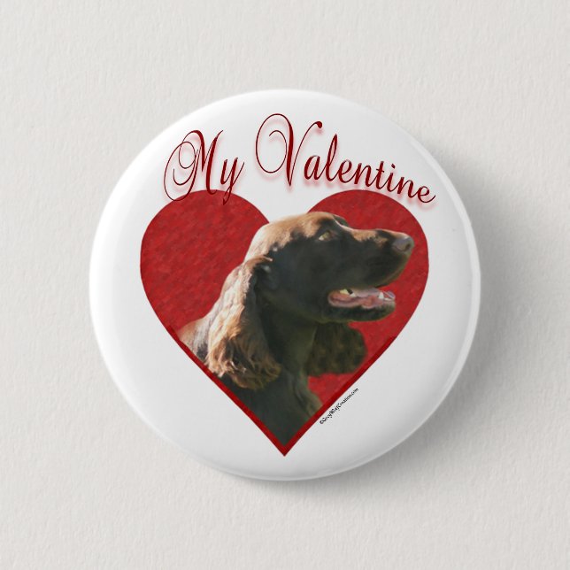 My Field Spaniel Valentine Button (Front)