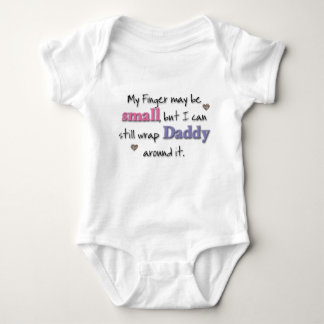 My Finger may be small...(pink & purple) Baby Bodysuit