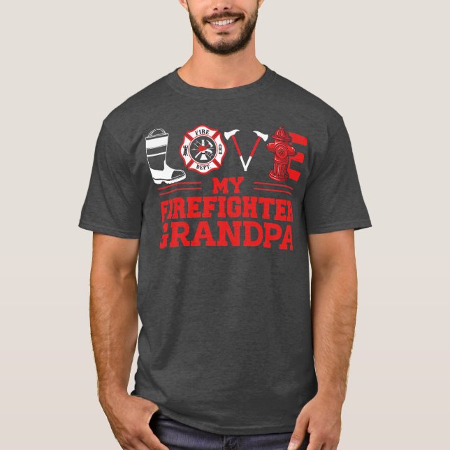 My Firefighter Grandpa For Fireman In Fathers Day T-Shirt (Front)