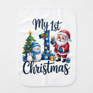 My First 1st Christmas Blue Baby Boy Xmas Snowman Burp Cloth