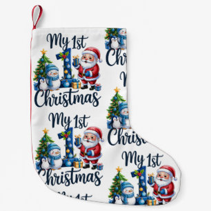 My First 1st Christmas Blue Baby Boy Xmas Snowman Small Christmas Stocking