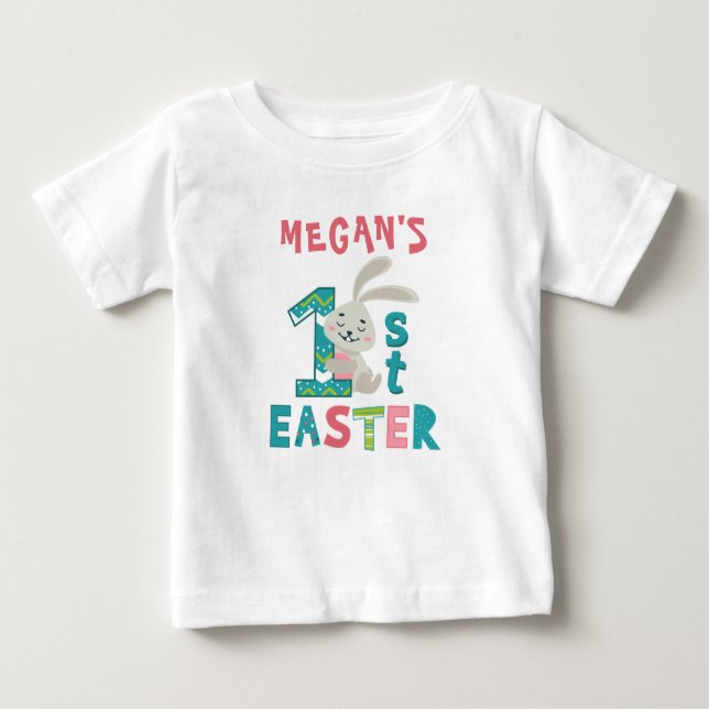 My First 1st Easter Personalized Name Baby T-Shirt (Front)