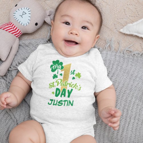 My First 1st St Patricks Day Shamrock Green Baby Baby Bodysuit