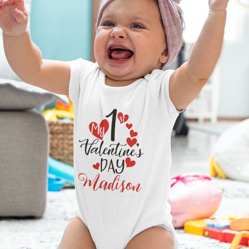 My First 1st Valentines day Hearts  Baby Bodysuit