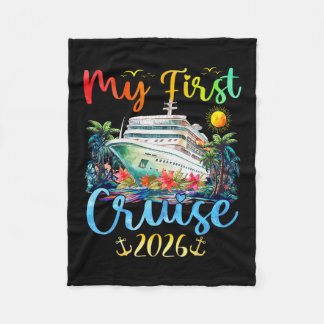 My First 2026 Cruise Trip Kids Vacation Matching F Fleece Blanket