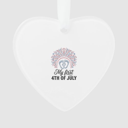 My First 4th of July Baby Feet Patriotic Shirt Des Ornament