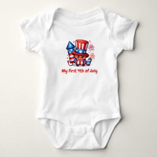 My First 4th of July Cute Firecrackers Baby Bodysuit (Front)