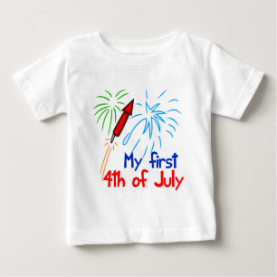 My First 4th of July Cute Fireworks Baby T-Shirt