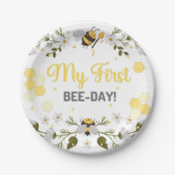 My First Bee-Day Party Design - Bumble Bee Theme Paper Plates