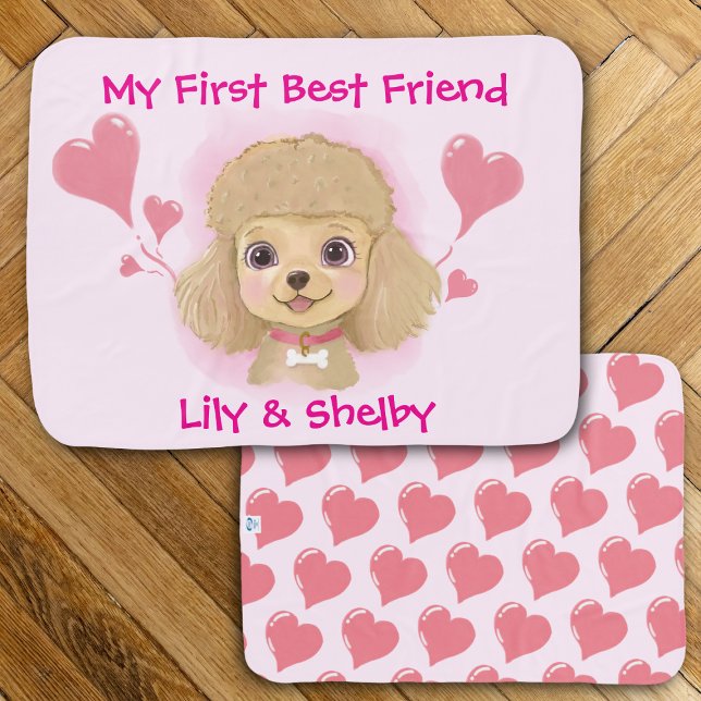My First Best Friend Baby & Dog Custom Name Baby Blanket (Creator Uploaded)