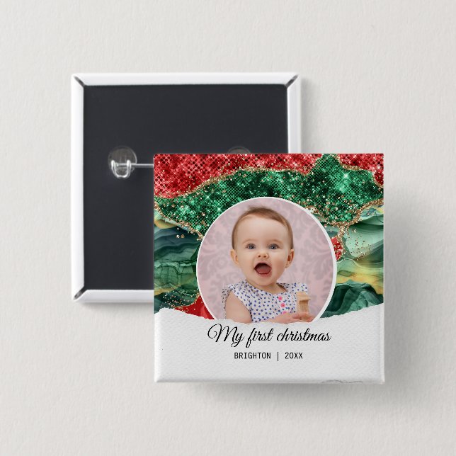 My first birthday christmas  button (Front & Back)