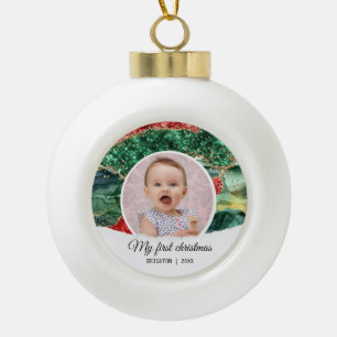 My first birthday christmas glitter ceramic ball christmas ornament