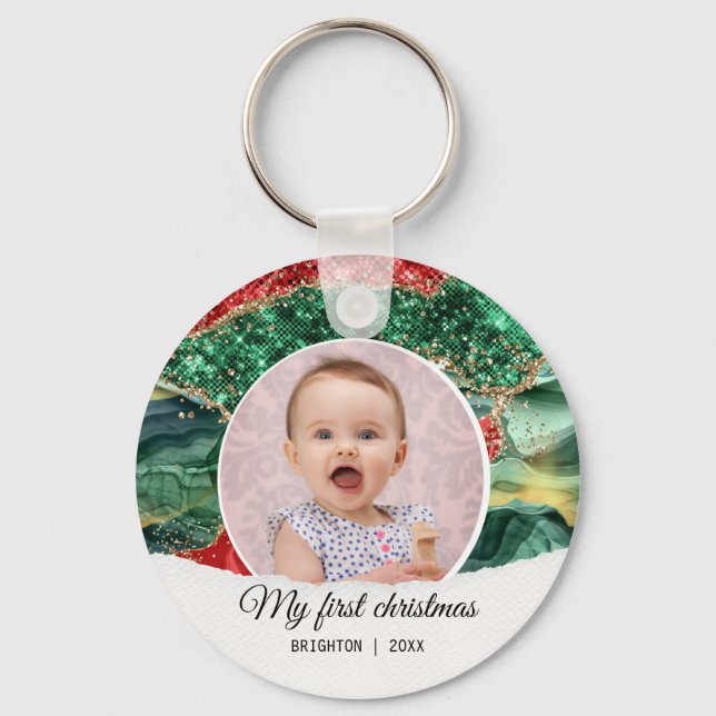 My first birthday christmas  keychain (Front)
